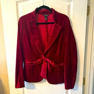 White House Black Market Burgundy Red Velvet Blazer Sz: 12